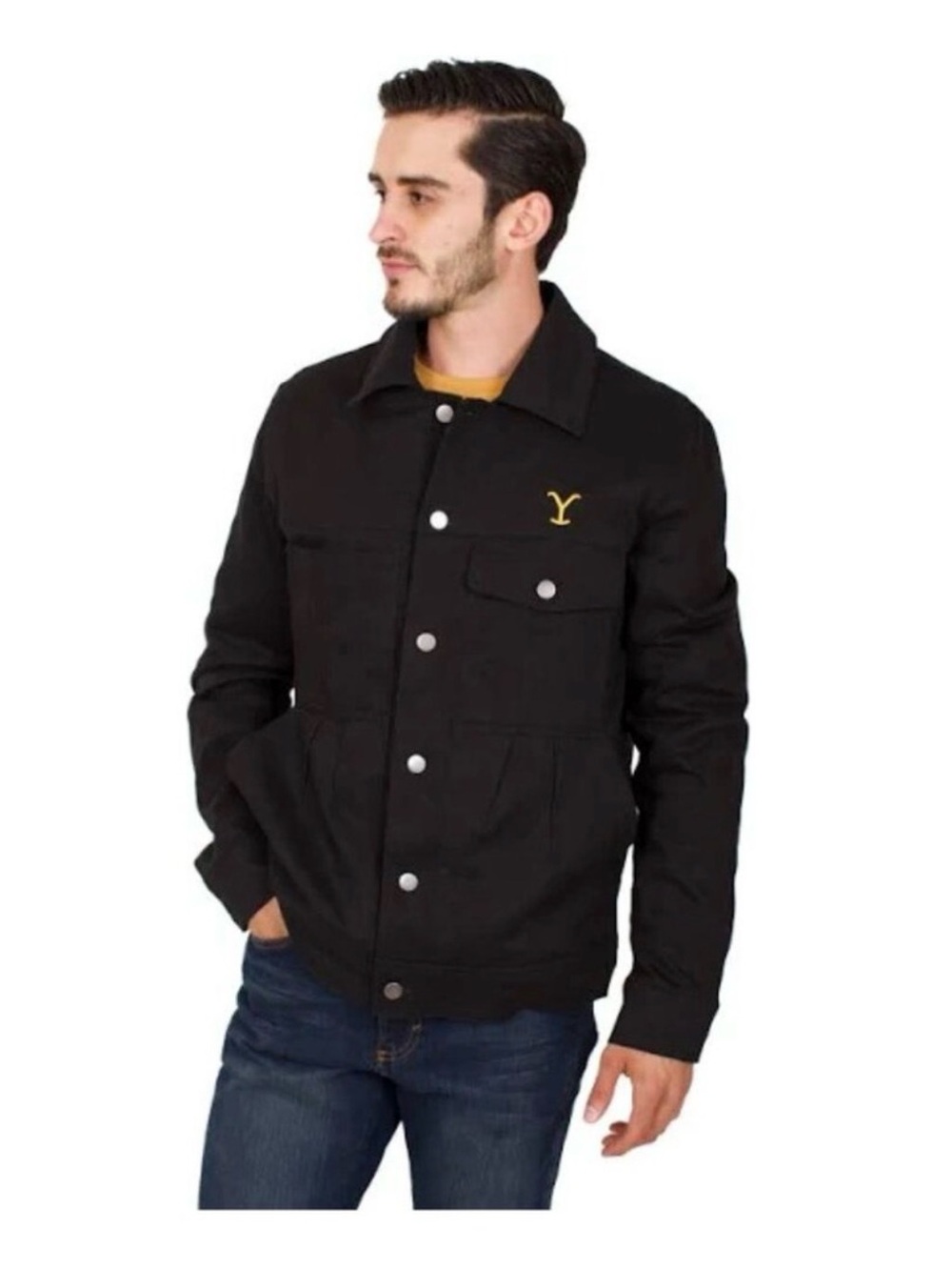Men's YellowStone Cole Hauser Rip Wheeler Stylish Cowboy Black Suede Jacket; L